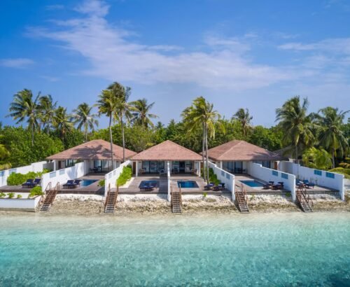 Villa Nautica - Ocean Beach Pool Villa - Front Aerial - 4K