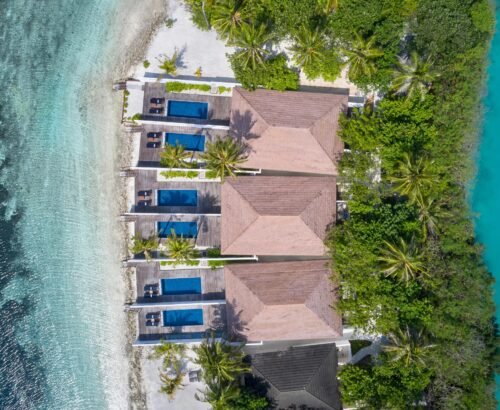 Villa Nautica - Ocean Beach Pool Villa - Top Aerial - 4K