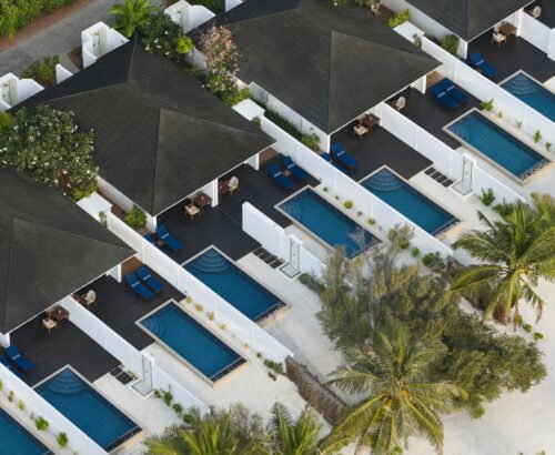 Villa Nautica - Sunset Deluxe Beach Pool Villa - Poolside Aerial 4 - 4K