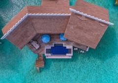 SAii Lagoon Maldives Curio Collection by Hilton_Two Bedroom Overwater Pool Villa_Aerial Shot 02